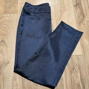 NWT Soft Surroundings Black Satin Side Zip Skinny Ankle Pants L 2DT45 NEW $100